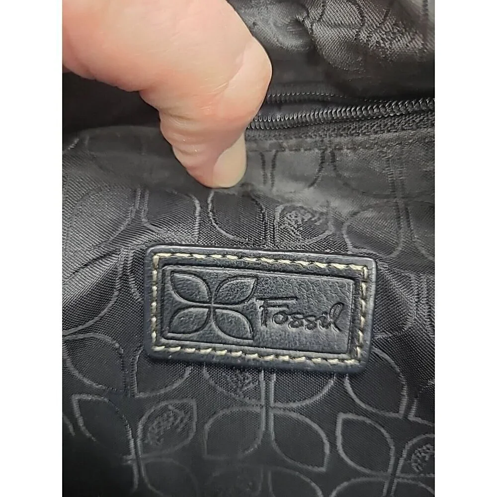 Fossil Black Pebbled Leather Crossbody Purse Adjustable Strap